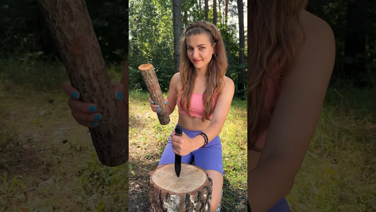 Military Survival Knife Field Skills! She is an Expert! 🔪🥷 #extreme #emergency #soldier #hunting