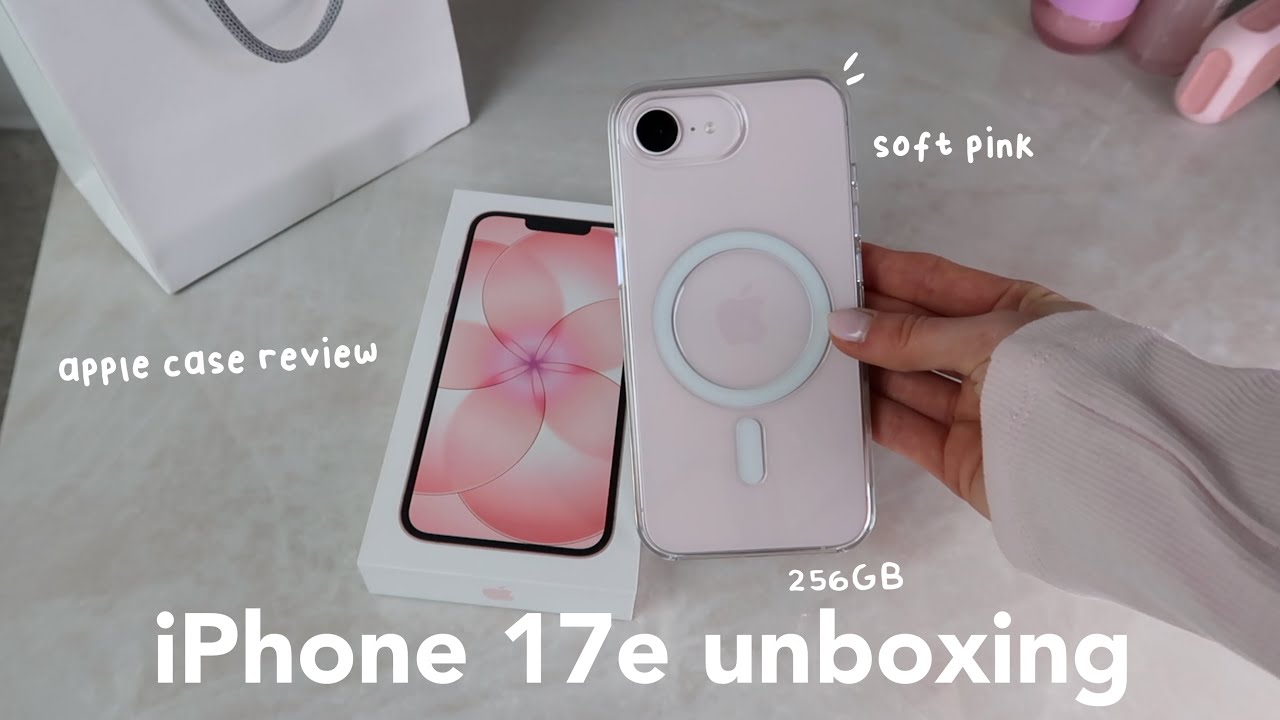 Распаковка iPhone 17e в эстетичном стиле (нежно-розовый) ☁️🎀 | Настройка, чехол Apple и тест камеры