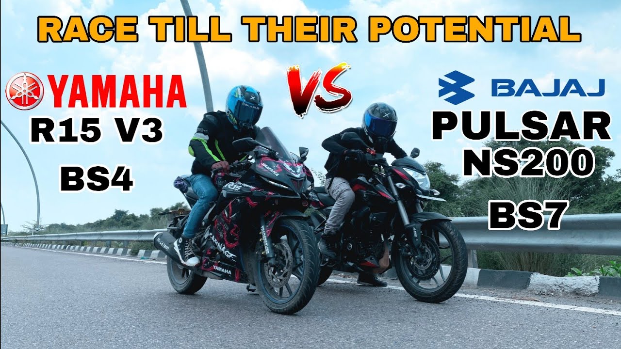 YAMAHA R15 V3 BS4 VS BAJAJ PULSAR NS 200 BS7 E20 [ RACE TILL THEIR POTENTIAL ]