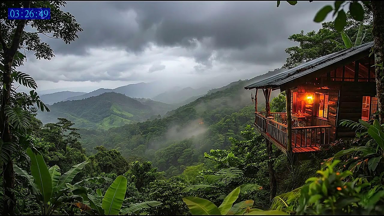 Natural Rain and Piano Atmosphere for Sleeping and Night Healing