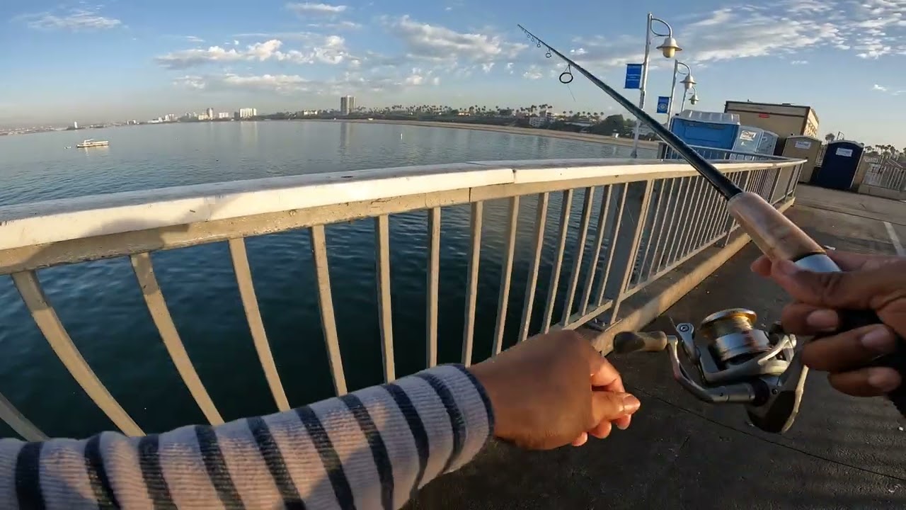 Fishing at Belmont Veterans Pier Long Beach CA.