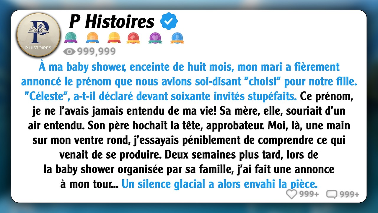 Lors de ma baby shower, mon mari a annoncé le prénom que nous avions 