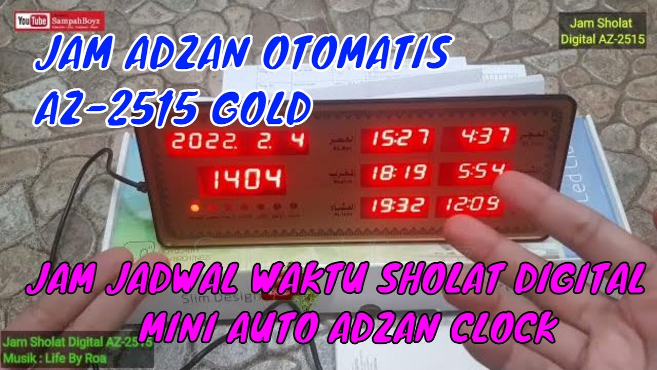 JAM ADZAN OTOMATIS AZ-2515 GOLD - JAM JADWAL WAKTU SHOLAT DIGITAL - MINI AUTO ADZAN CLOCK