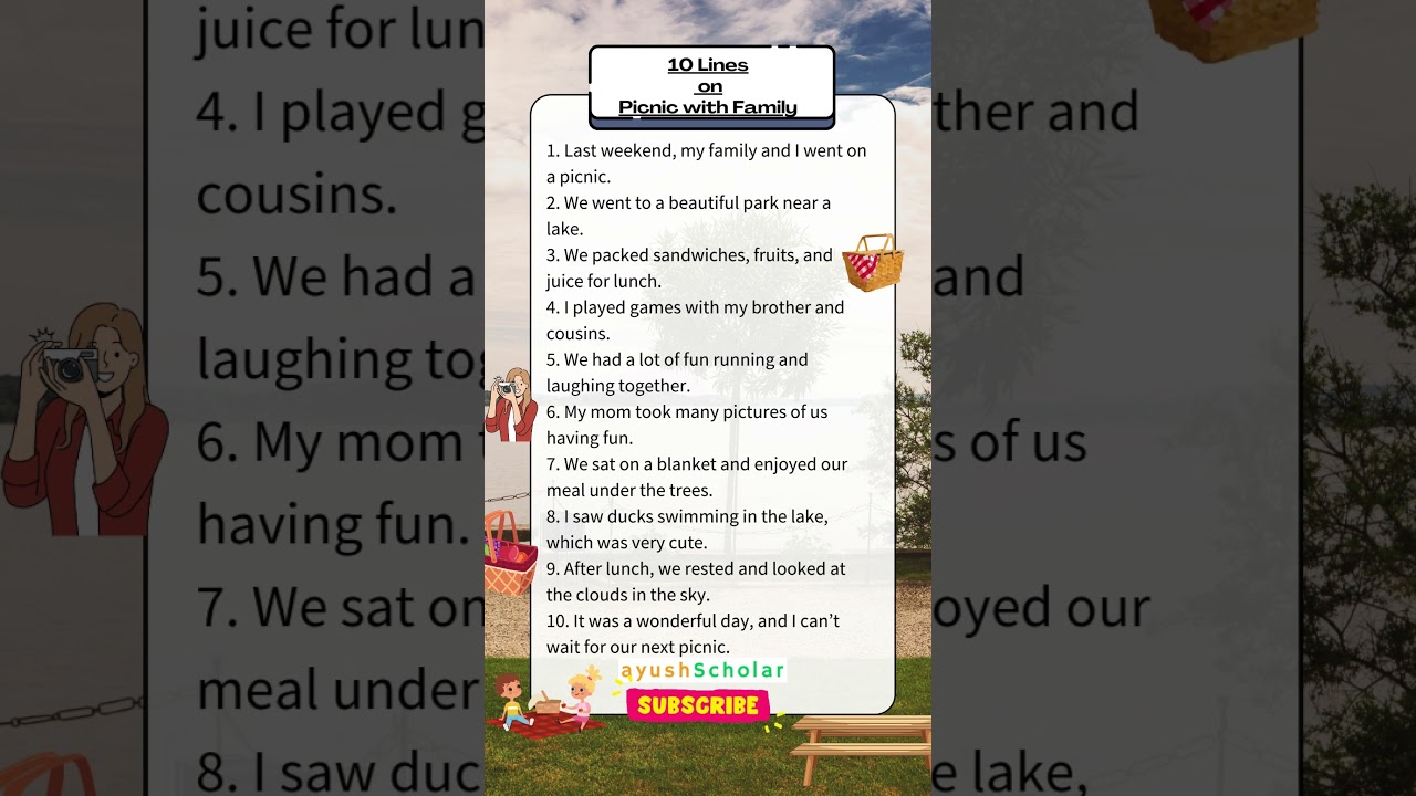 10 Lines on Picnic with My Family (to park) in English | Essay on Picnic with My Family in English