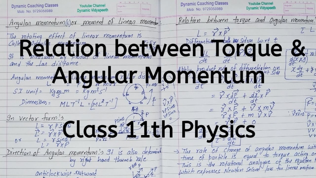 Relation between Torque and Angular Momentum | Chapter 6 | System of Particles and Rotational Motion