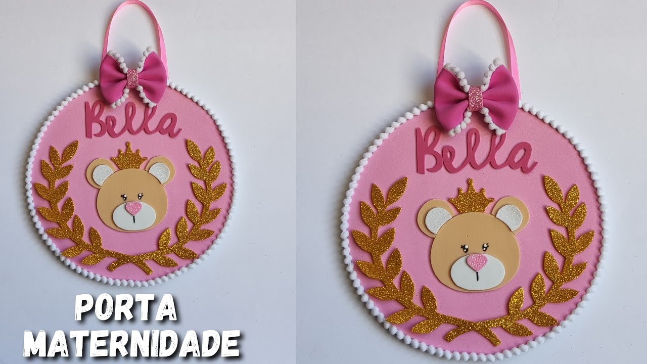 DIY ENFEITE PORTA MATERNIDADE COM PAPELÃO E EVA