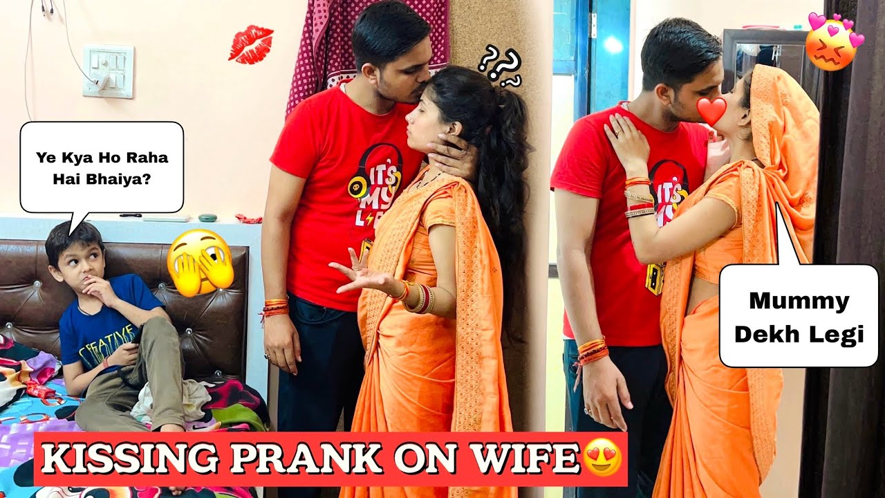 Kissing prank on wife💋for 24 hours in front of family 🤪l#prank on #indian wife😍SakshiBabaOfficial