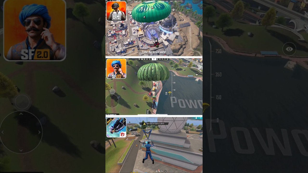 BGMI vs SCARFALL 2.0 vs FREE FIRE MAX Battle Royale Comparison 2025 #shorts #short
