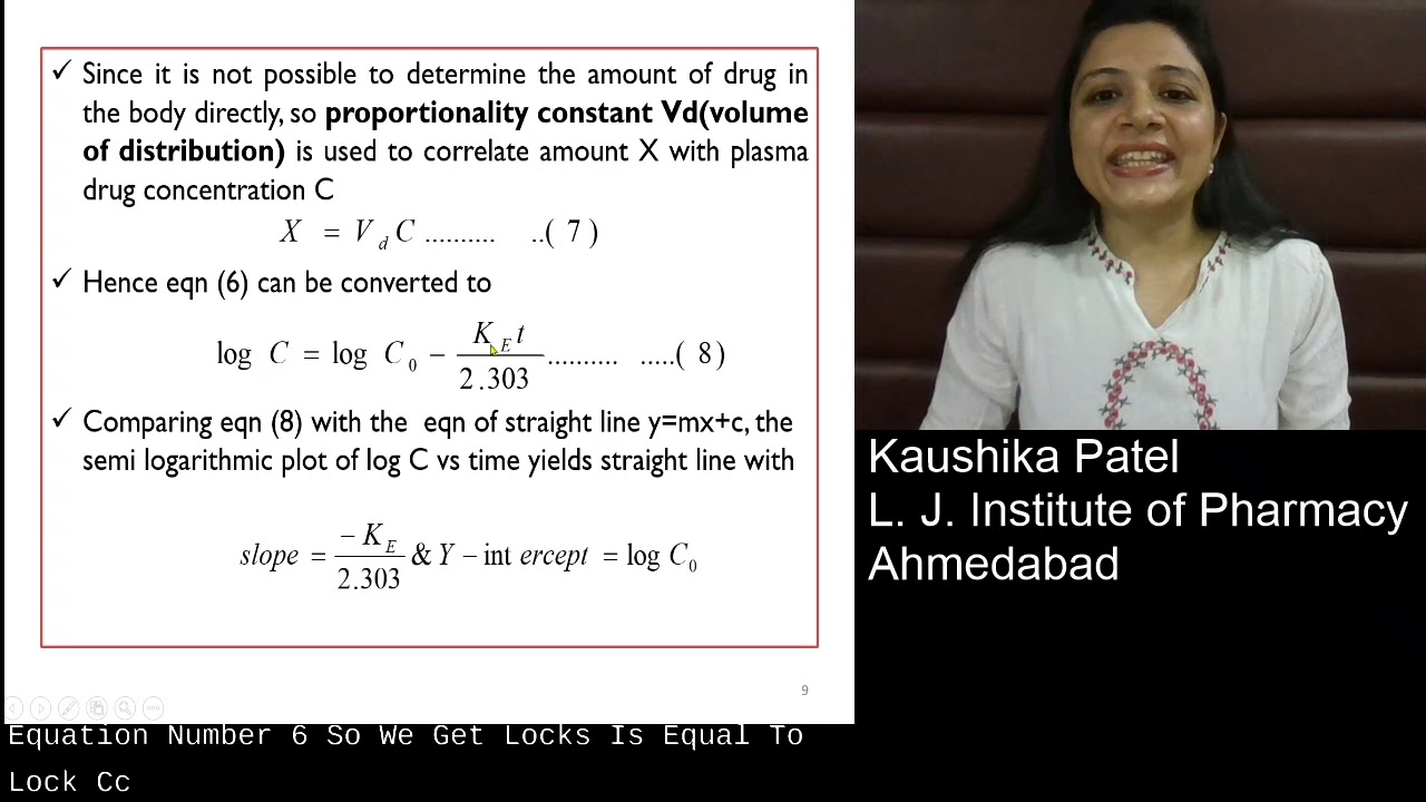 Sem 6 Biopharmaceutics & Pharmacokinetics One compartment open model iv bolus Ms  Kaushika Patel