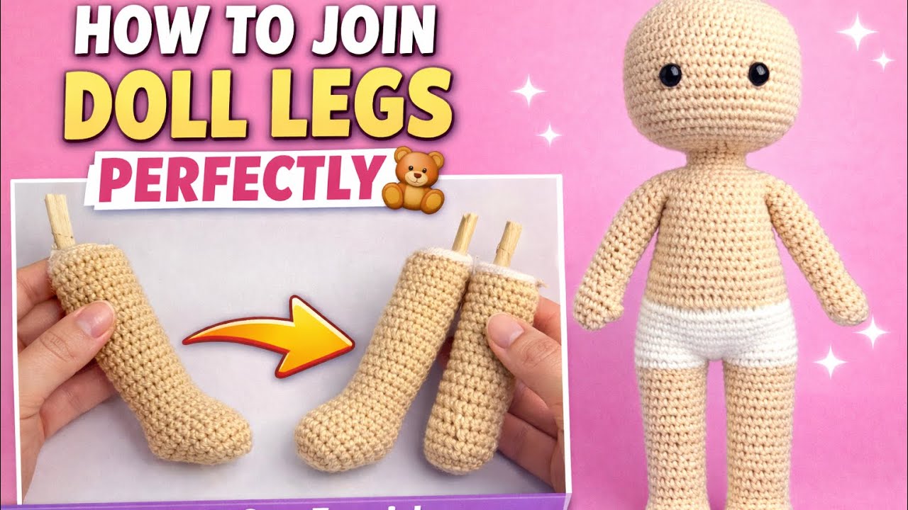 How To Join Crochet Doll Legs Perfectly || Amigurumi Doll Tutorial 🧶 