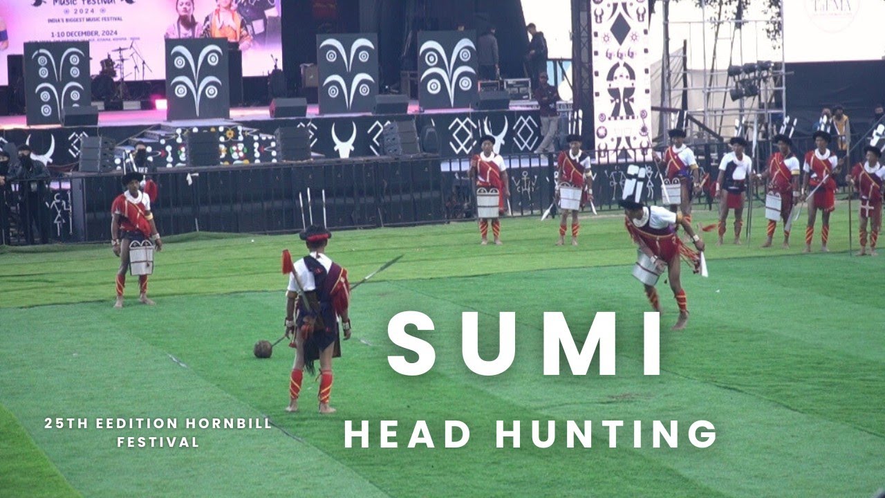 Sumi Cultural Troupe Demonstrate the art of enemy Head Hunting at Hornbill festival