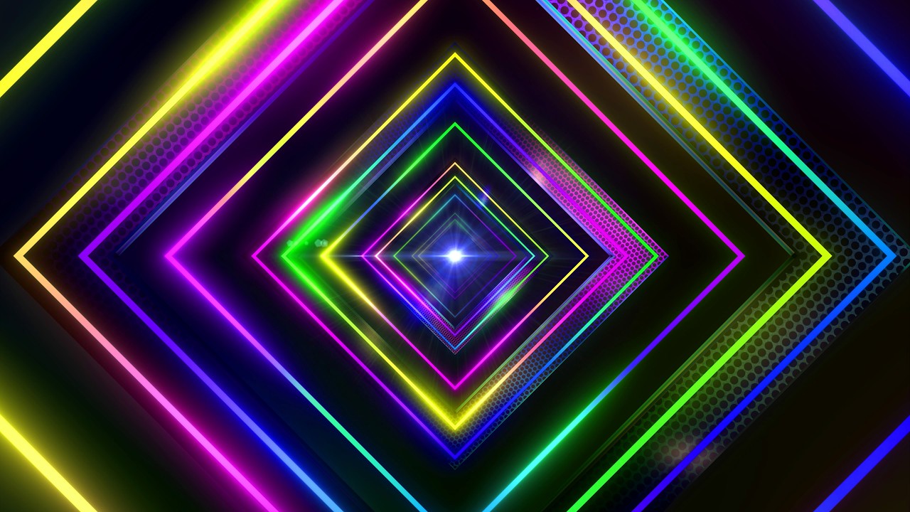 4K Screensaver | Glowing Neon Square – Psychedelic VJ Loop (No Sound)