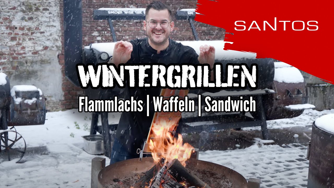 Wintergrillen an der Feuerschale | Flammlachs, Sandwich, Waffeln