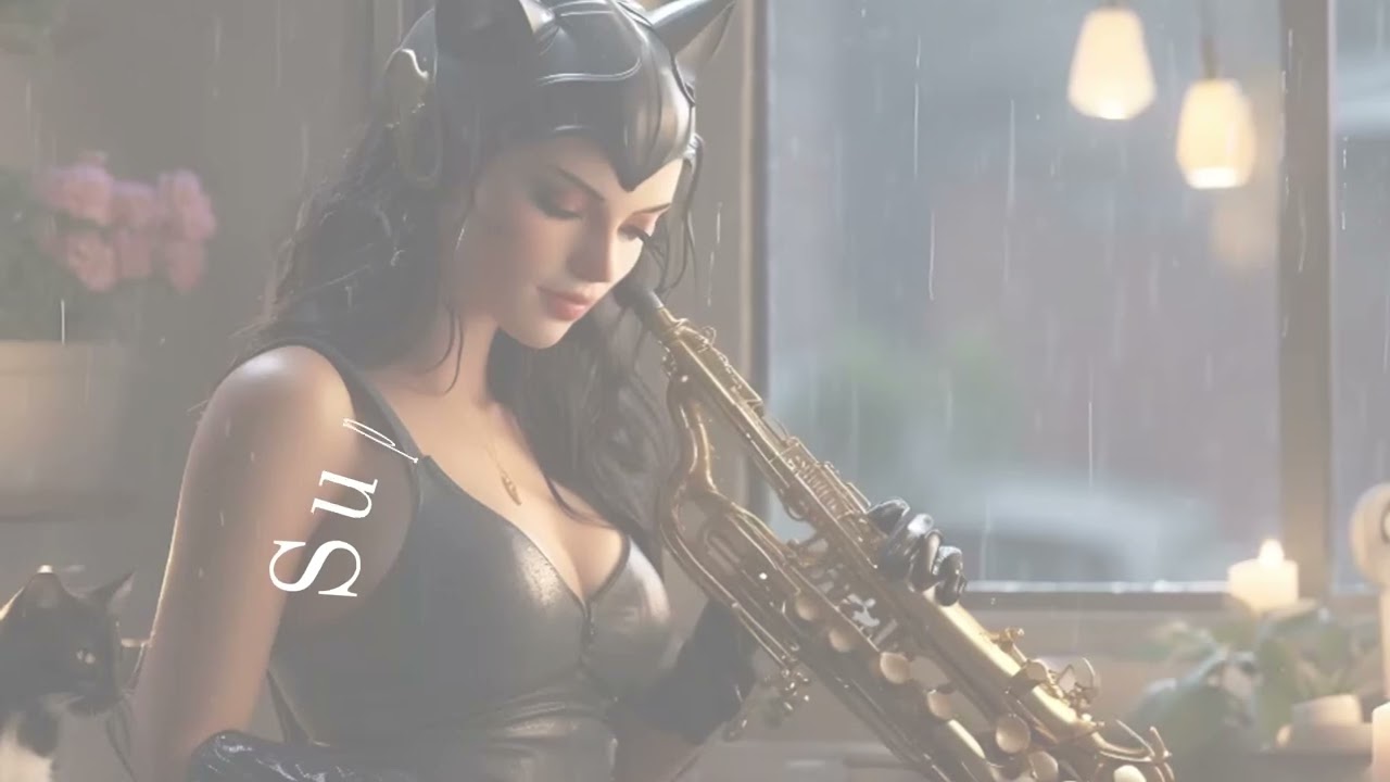 In Sax City 🎼 #CatWoman 🎷🐈‍⬛ | Rainy day ambiencece 🌿- Take 1⌚5