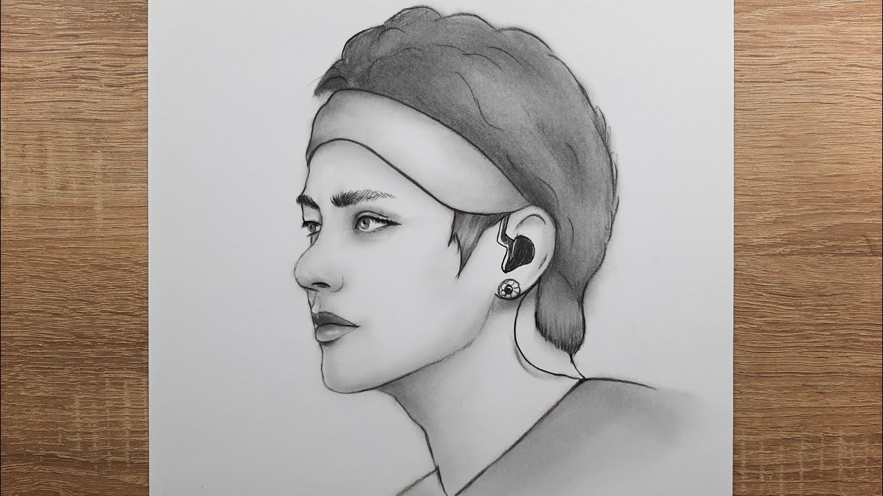 BTS V adım adım nasıl çizilir Kim Taehyung karakalem portre çizimi çizim hobimiz