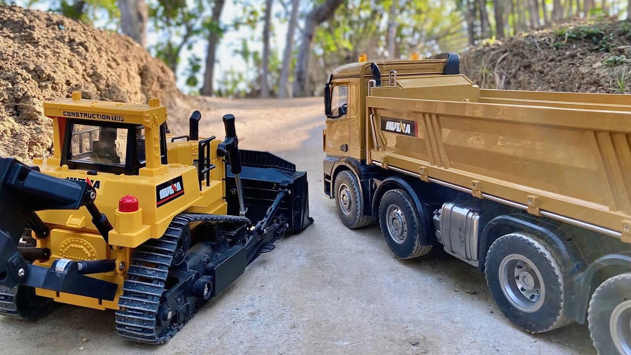 TOP PROYEK JALAN BARU !! Dump Truck RC Huina 1536,Bulldozer Huina 1554