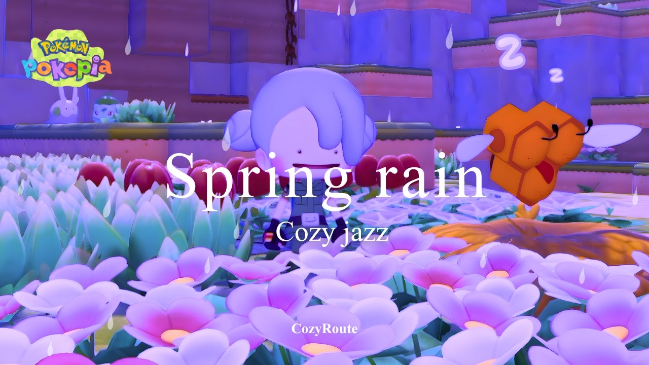 6 Hours Cozy Jazz | Spring Rain Garden | Pokémon Pokopia Ambience