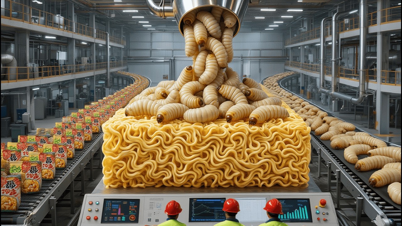 Inside the Coconut Worm Factory | How Worms Turn Into Instant Noodles!
