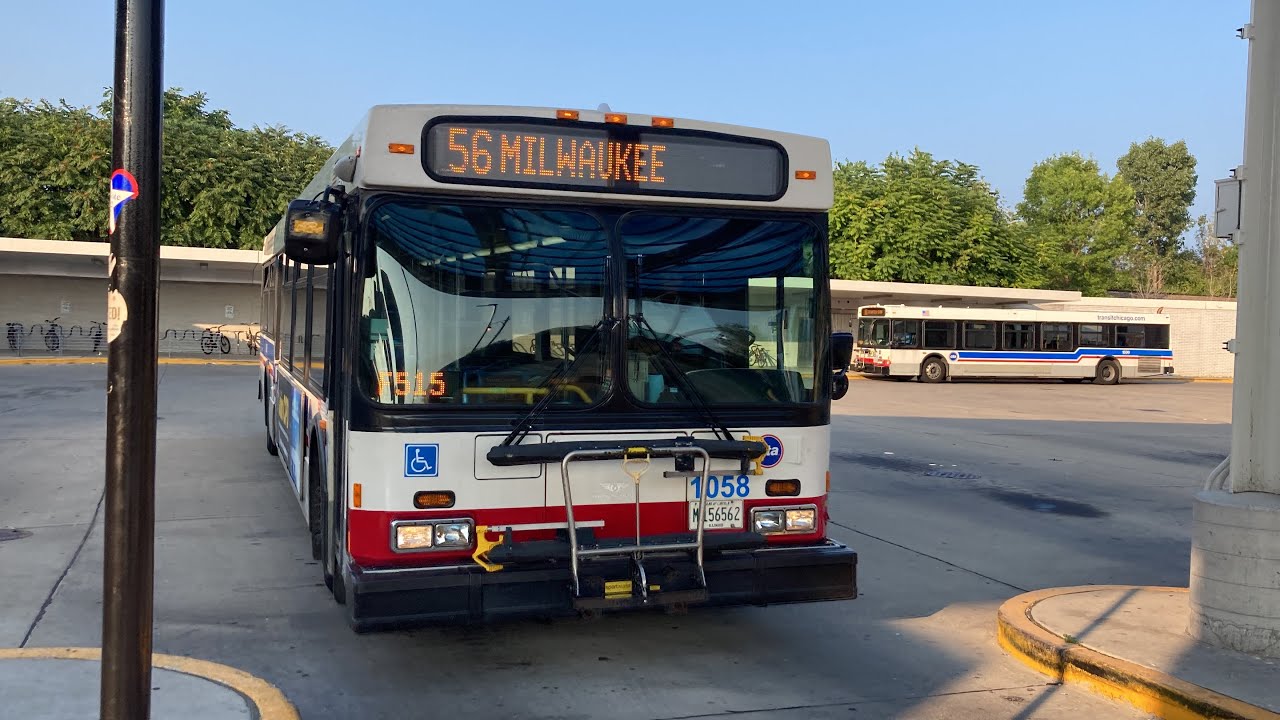 CTA Bus Ride 56 Milwaukee From Jefferson Park To Washington/Wabash CTA New Flyer D40LF 2006 #1058