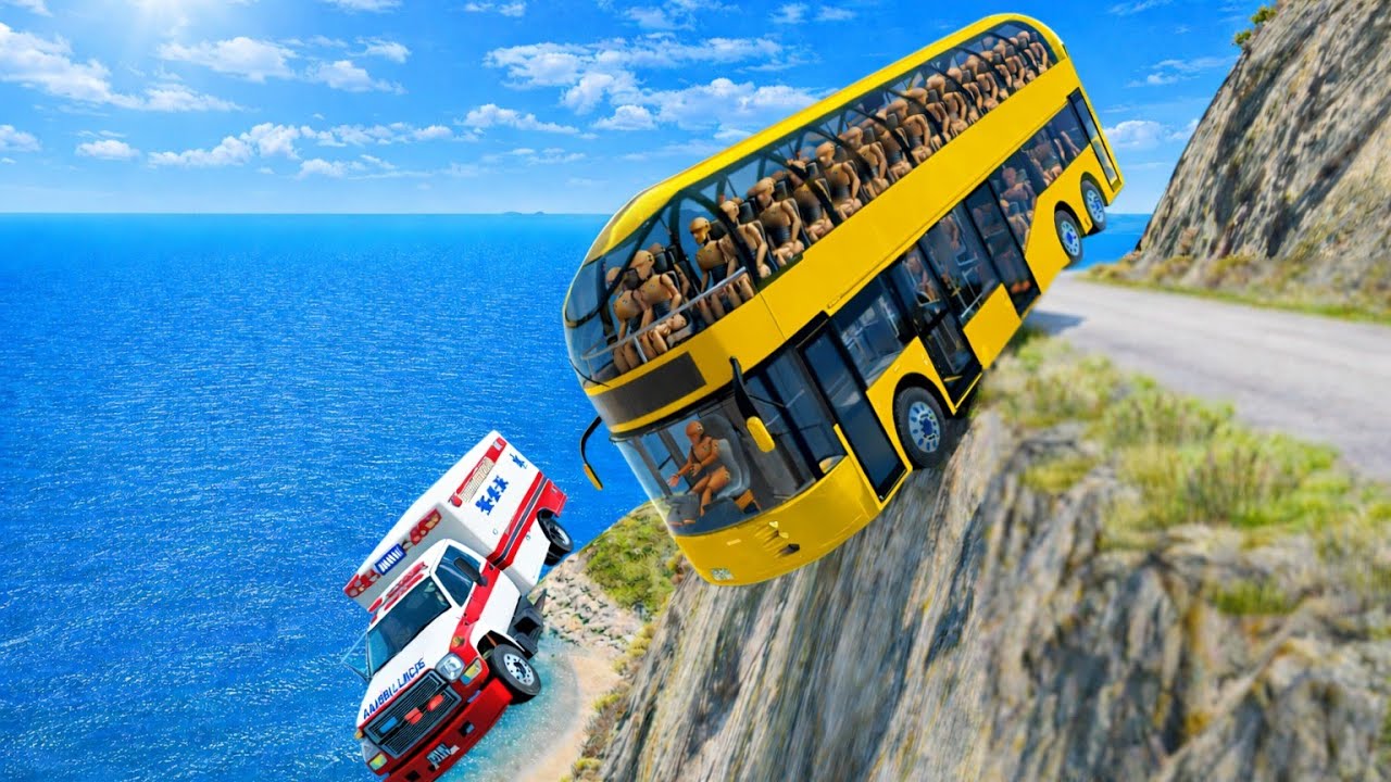 High Speed Bus vs Ambulance on Dangerous Cliff 😱 | BeamNG.drive