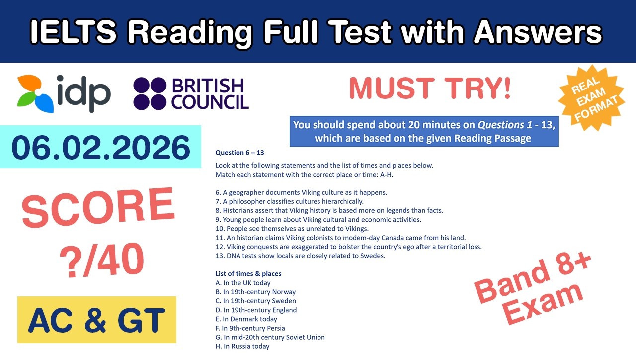 IELTS Reading Practice Test with Answers 06.02.2026 - Test #150