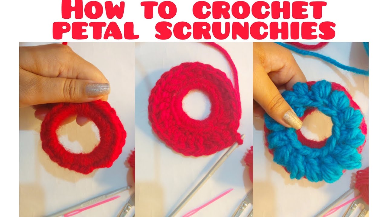 How to crochet Big scrunchies with petal in just min| easy and quick  tutorial | absolute beginners 