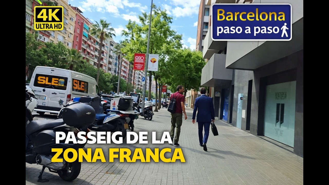 Paseo de la Zona Franca | Paseos por Barcelona 4K | Distrito de Sants-Montjuic | España
