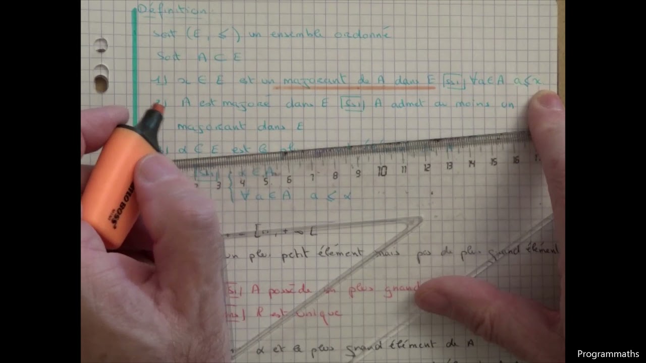 Les relations - 7. Les relations d'ordre, majorant, plus grand élément, borne supérieure ...