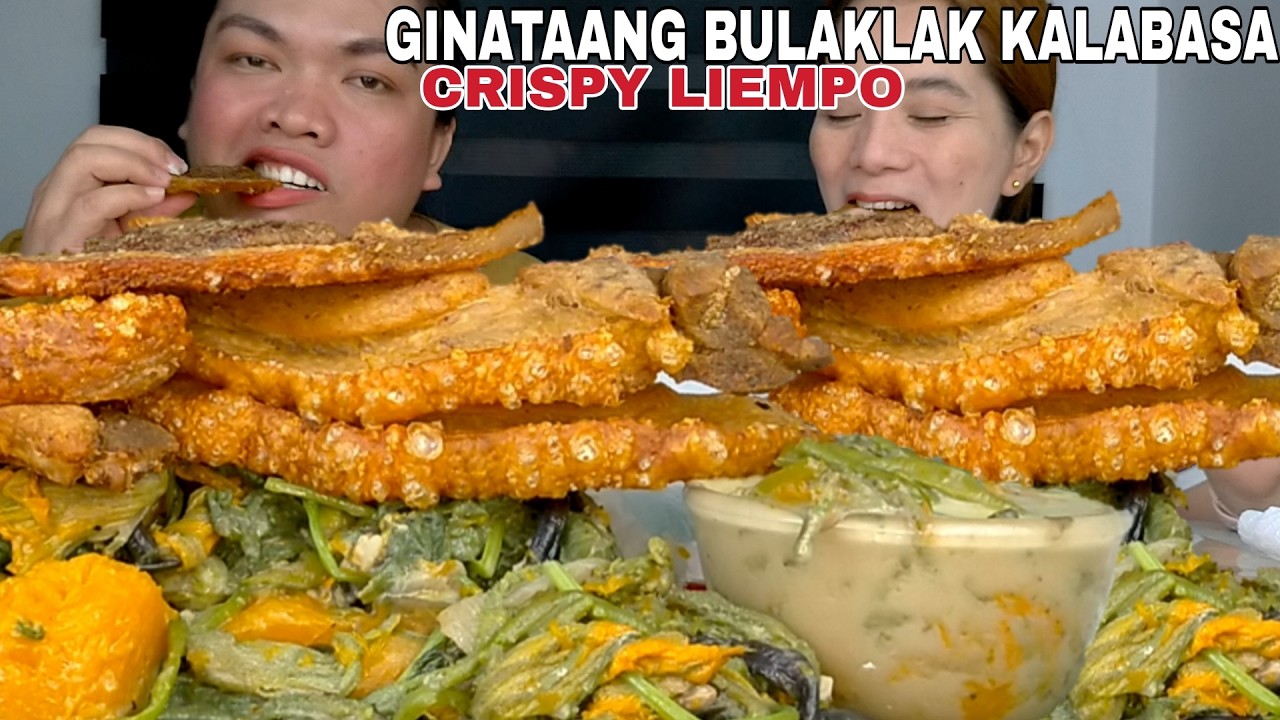 CRISPY LIEMPO AT GINATAANG BULAKLAK KALABASA | FILIPONO FOOD MUKBANG | MUKBANG PHILIPPINES
