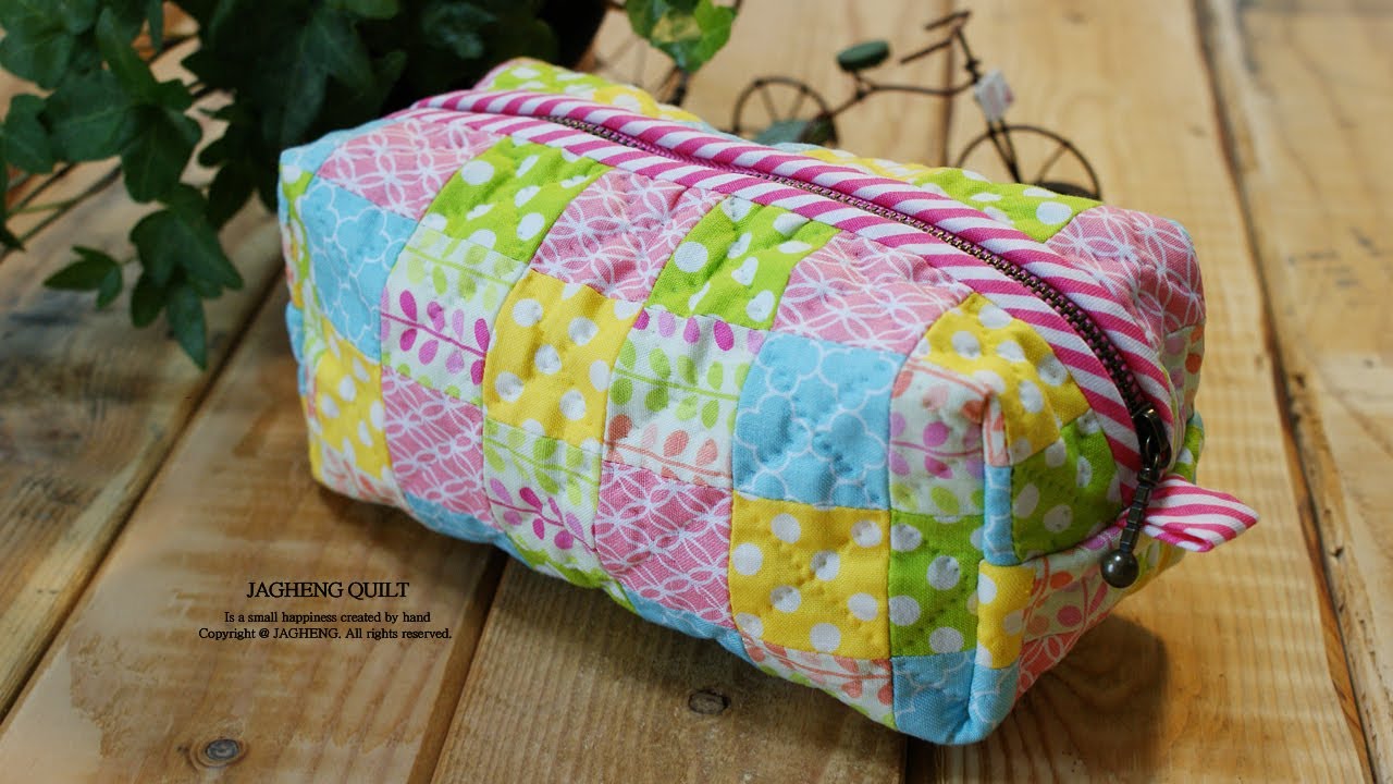 DIY Patchwork Pouch Tutorial I 사각 지퍼 파우치 만들기