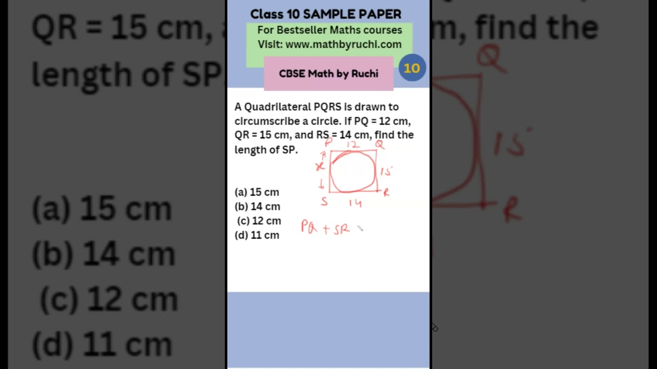 Solving Class 10 Maths CBSE 2024 Sample Paper Q10| Chapter 10 |Tangents to circle| Ruchi Chhabra|15