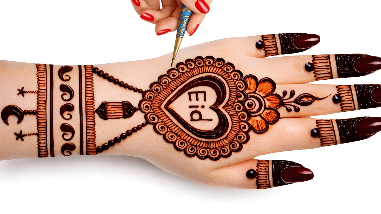 Eid special heart simple unique style mehndi design|new easy #mehndi design 2026 | mehandi designs