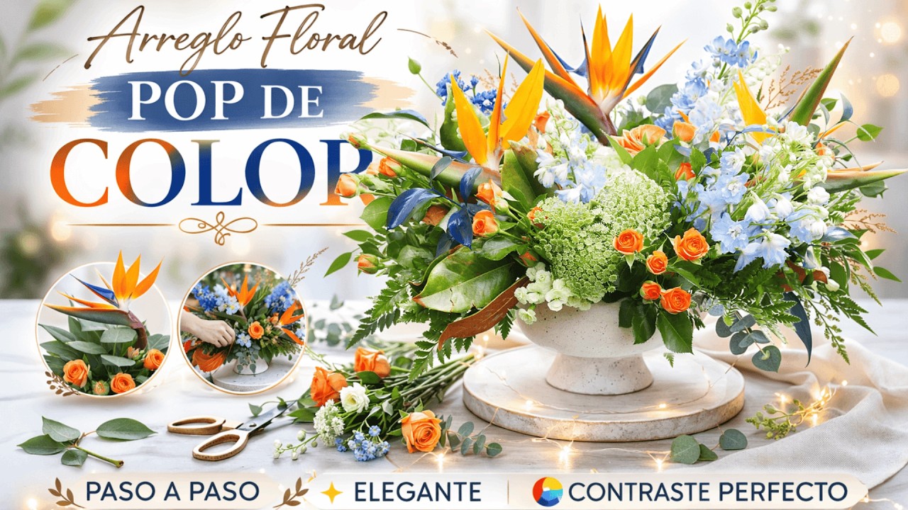Arreglo Floral POP DE COLOR | Hortencia y Ave del Paraíso Paso a Paso