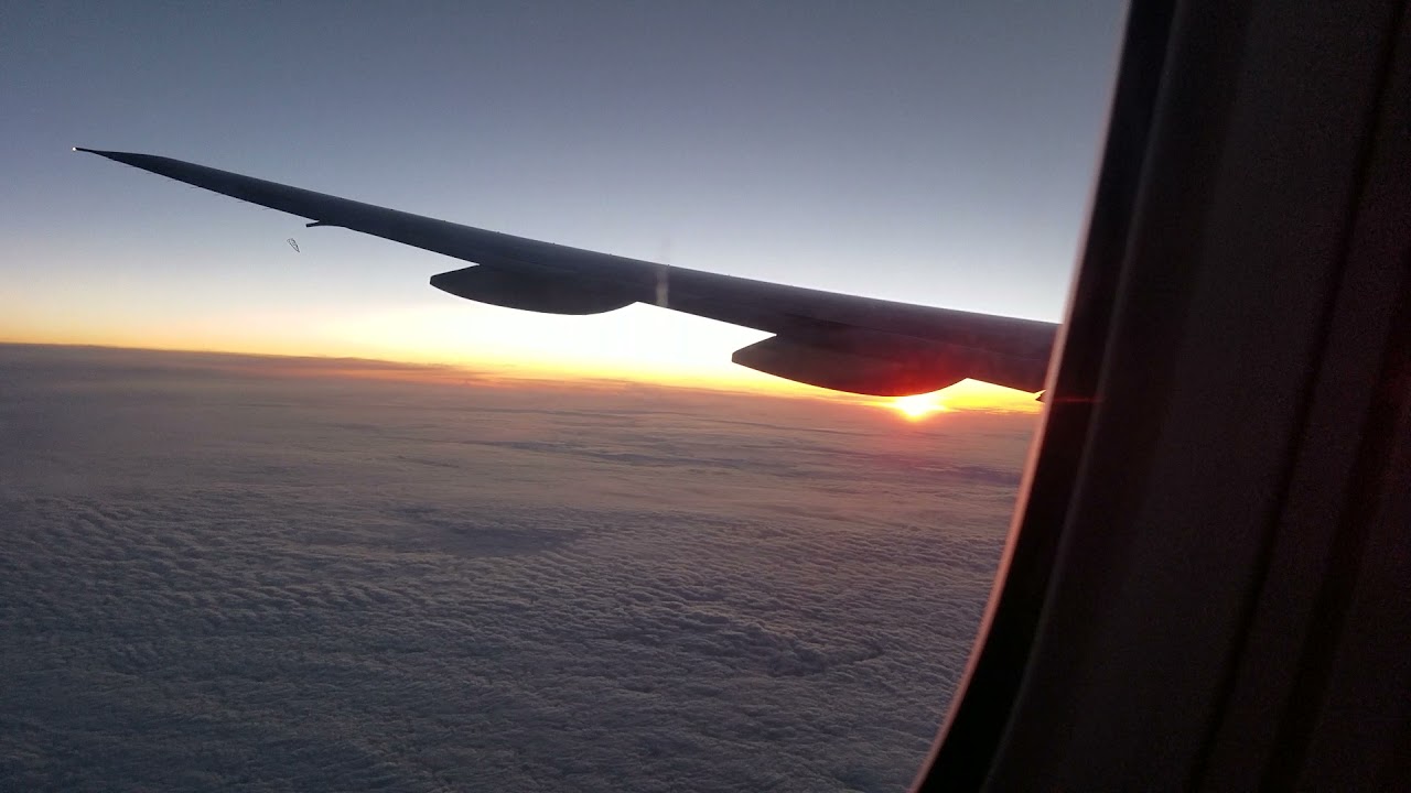 Beautiful sunrise view from plane