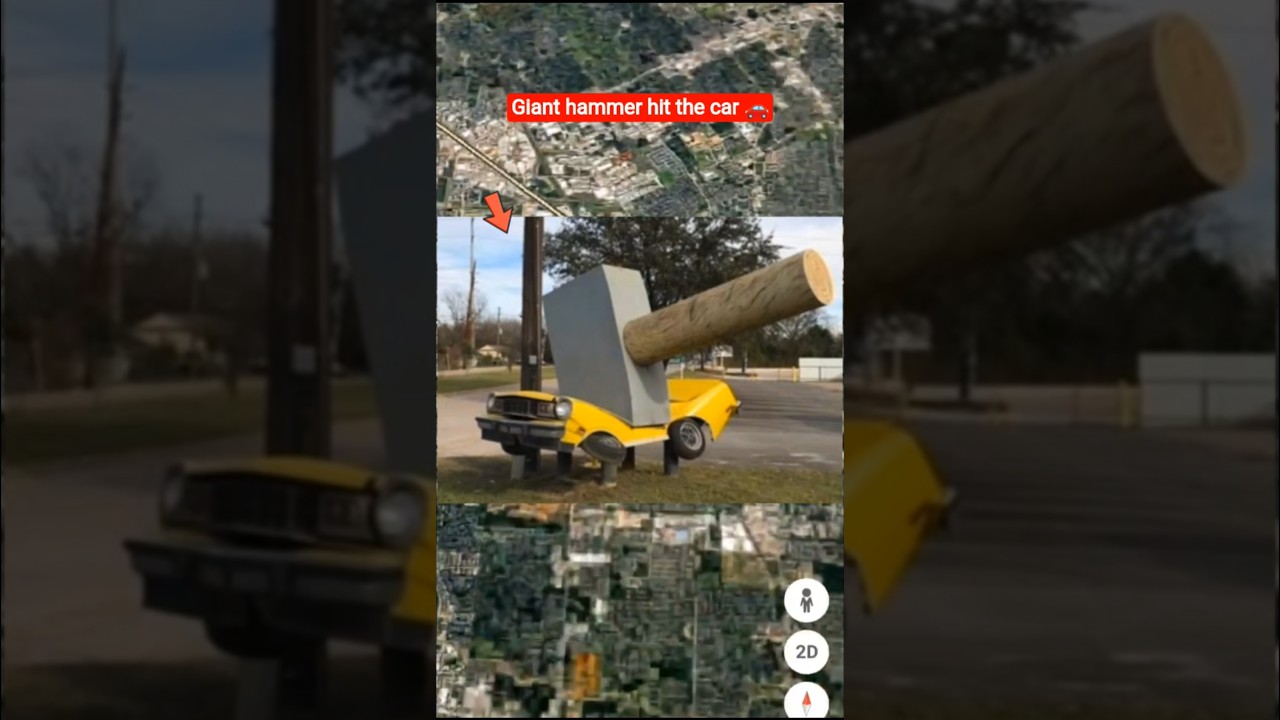 I Found Giant hammer hit the car😱🚗 on google maps and google earth 
