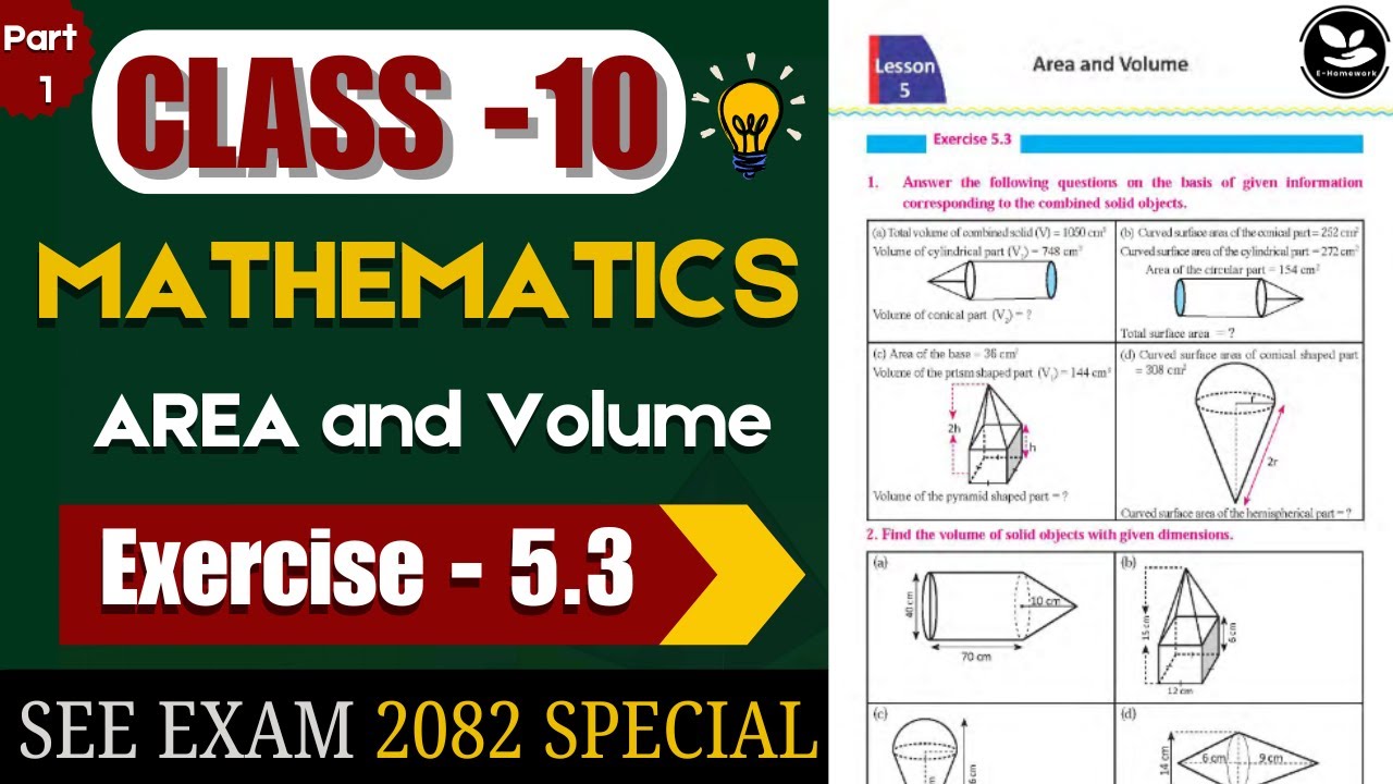 01| Class 10 Mathematics Unit 5 | Area & Volume | Exercise 5.3 Full Solution | New Syllabus 2080