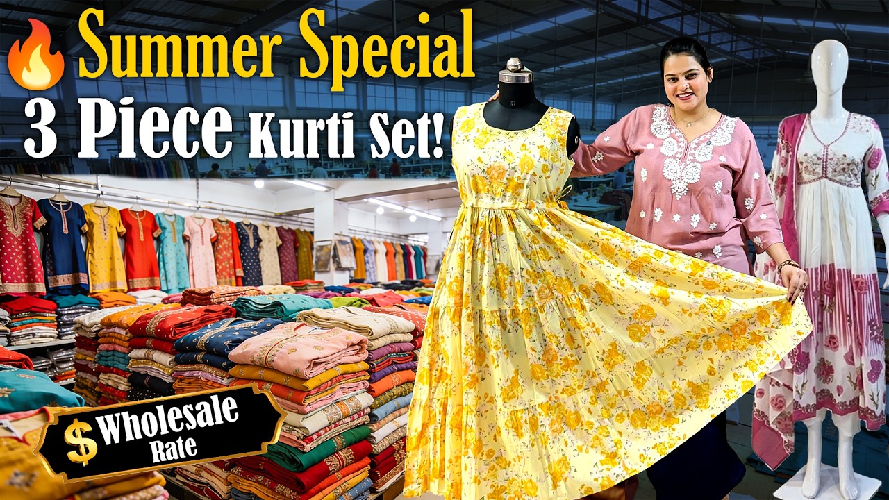 summer special 3 piece kurti set !! #fashion #fastselling #wholesale #kurtis #vairal #trending