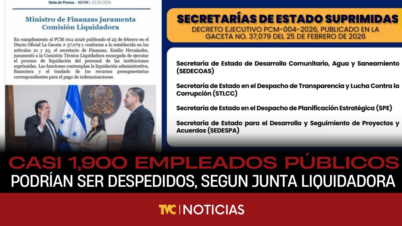 Casi 1,900 empleados públicos podrían ser despedidos, advierte junta liquidadora.