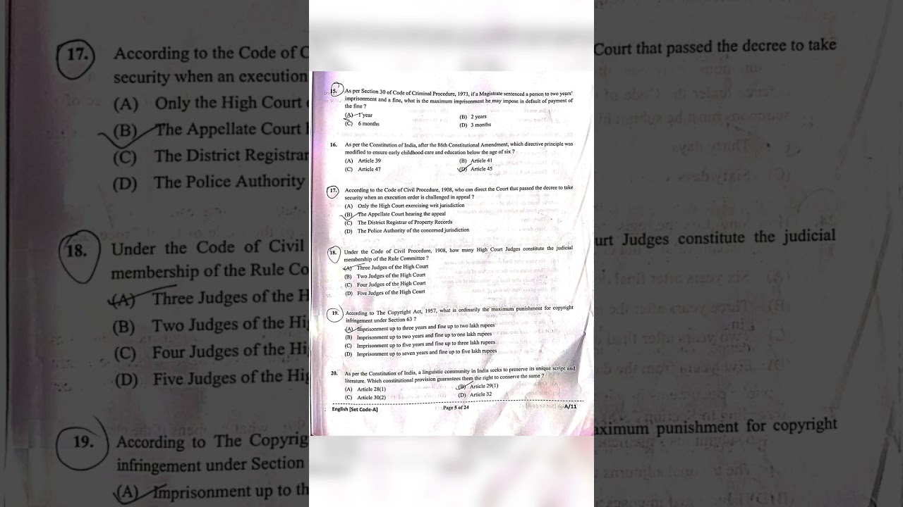 AIBE 20 questions 15-20 with answers 