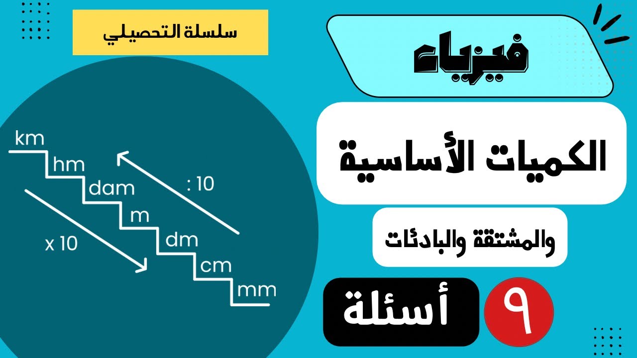 شرح أسئلة التحصيلي فيزياء - 3 - (الكميات الأساسية والمشتقة والبادئات) أسئلة مضمونة