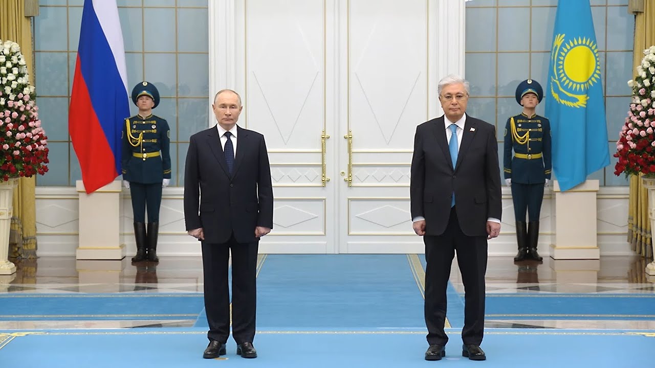 Russian and Kazakh National Anthem | Putin's Welcoming Ceremony