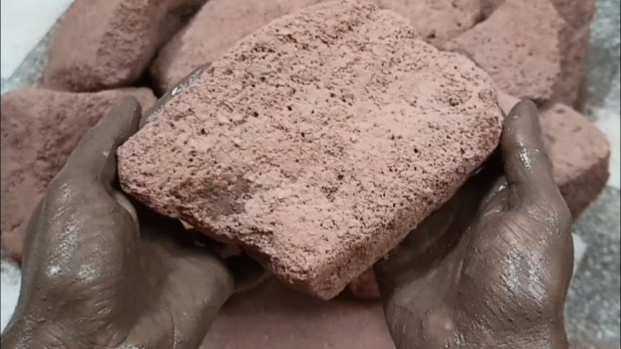 Crispy Crunchy Grainy Red❤️Sand Chunks Dry Crumbling & Powder Play+Wet Mixing ASMR 