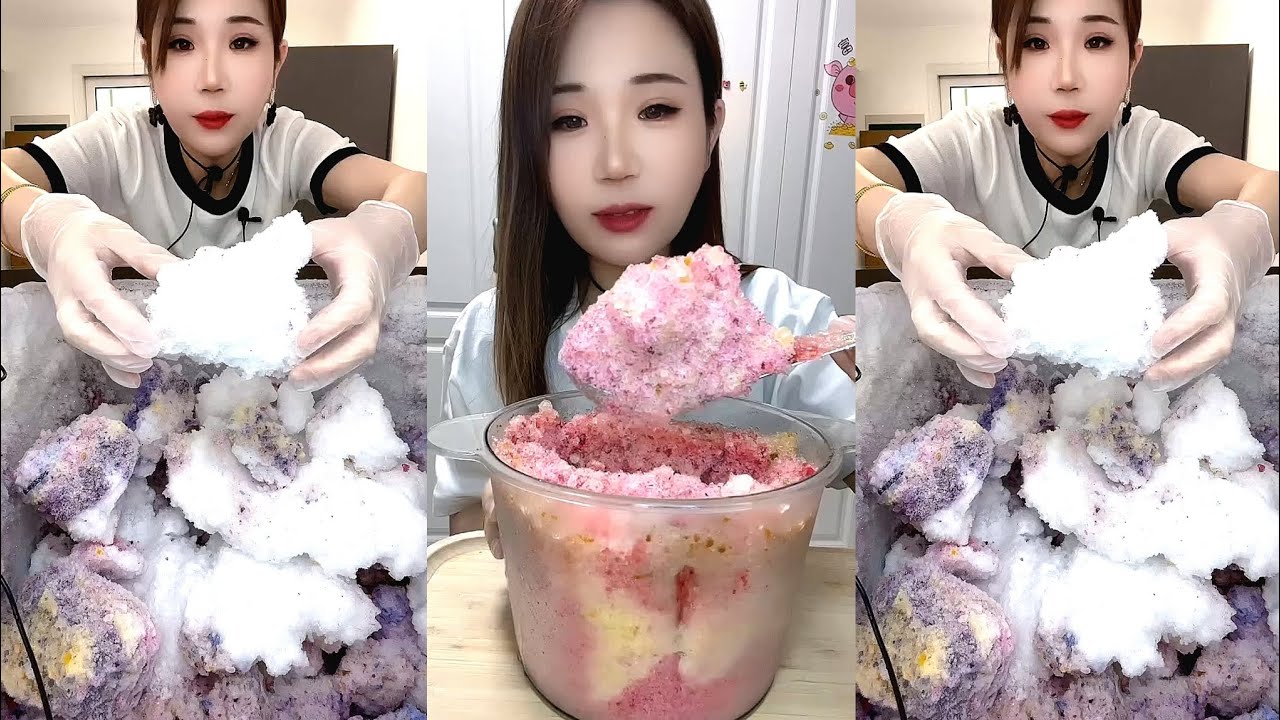 ASMR WHITE ICE EATING / SHAVED ICE EATING YY
