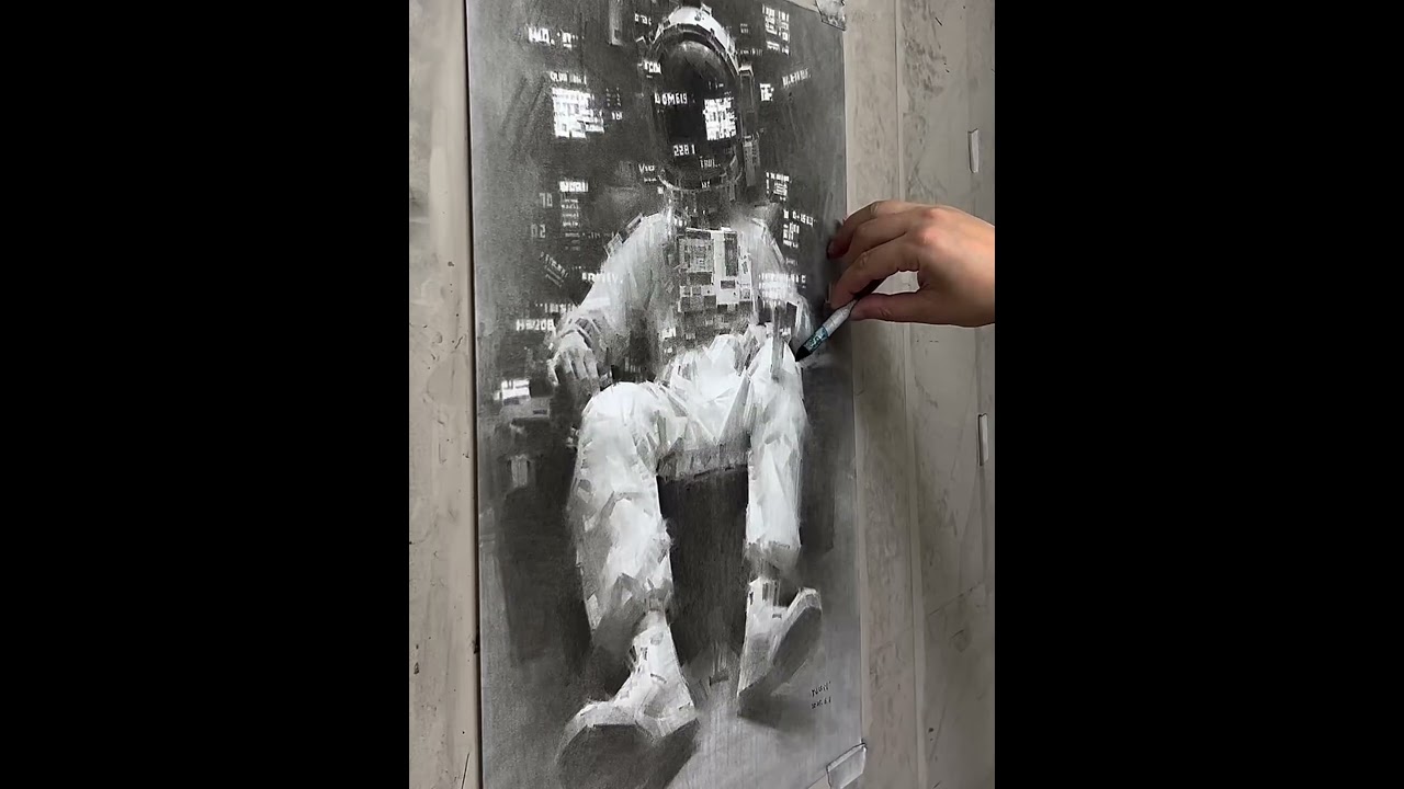 Is the World Just a Simulation? | Charcoal Drawing