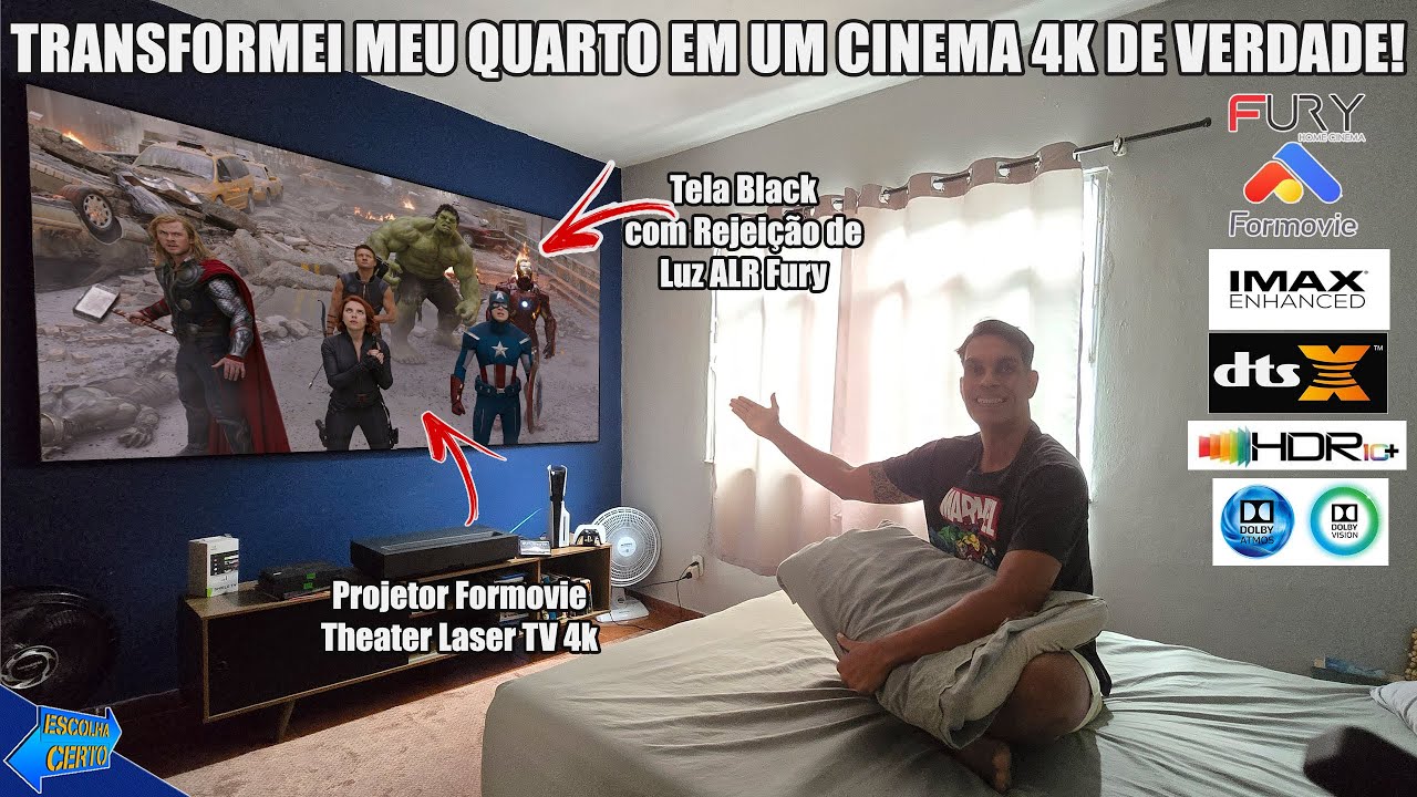 Incrível Transformação do quarto: Construí um Cinema 4K Insano!