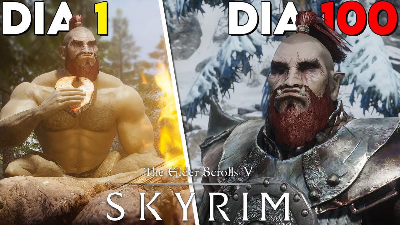 Passei 100 DIAS como um ORC BRUTAL em Skyrim!