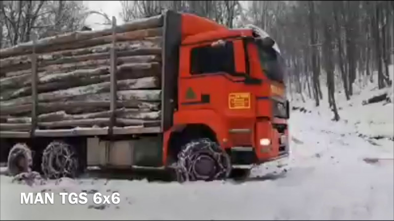 Prevoz trupaca MAN TGS 6x6 STICAR ekstremni uslovi ZIMA - TIMBERTRUCK EXTREME
