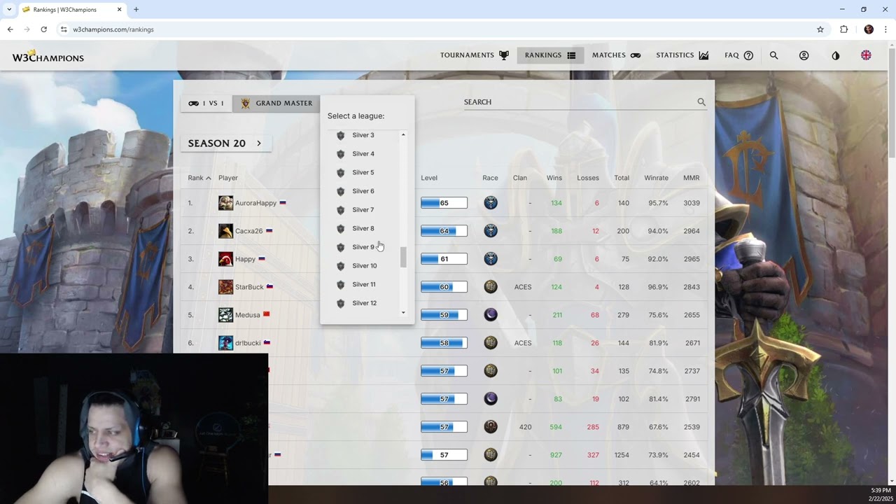 Tyler1 finds out what his rank is in WC3