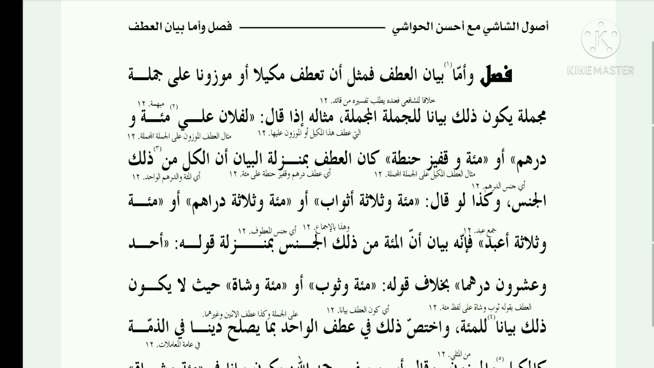 Asool e Shashi(اصول الشاشی! فصل  بیان عطف کے بارے میں ! صفحہ:198اور199)