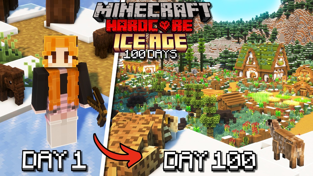 I Spent 100 DAYS in the ICE AGE in Minecraft Hardcore | Full Movie